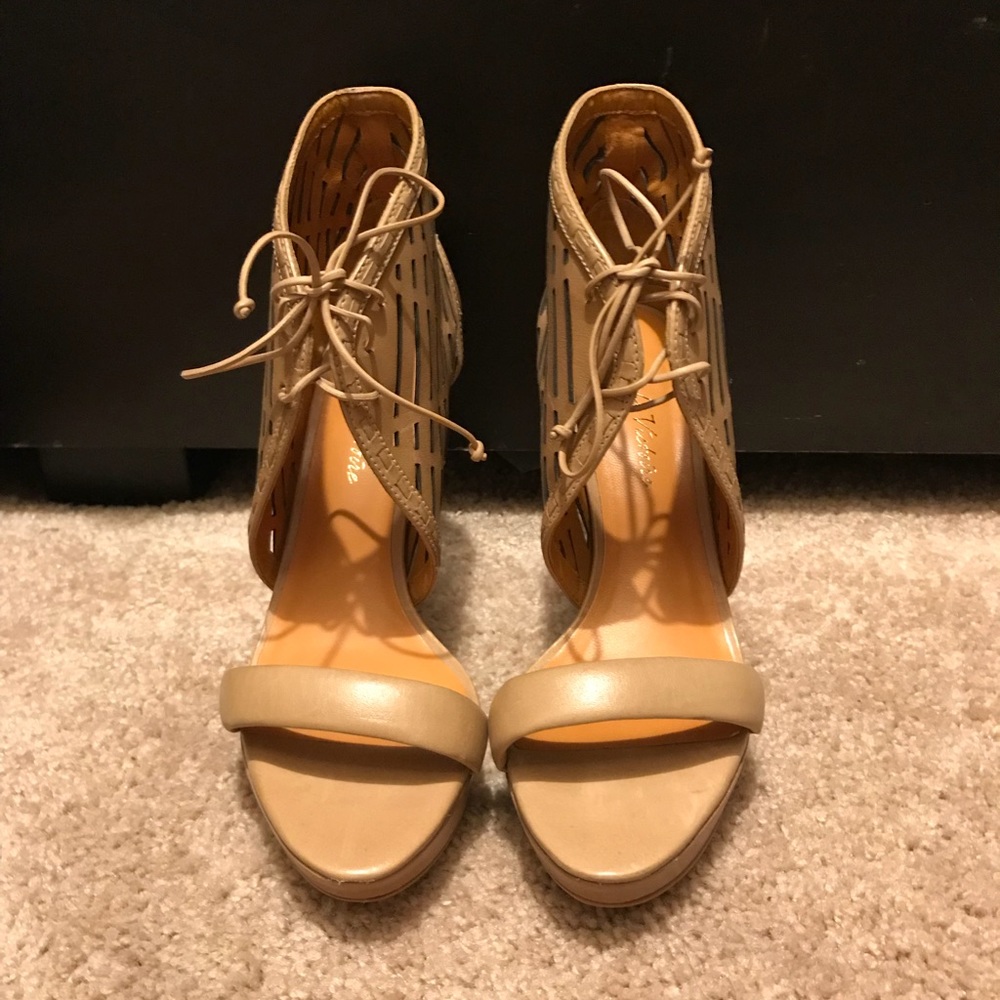 Sexy tan laser cut sandal